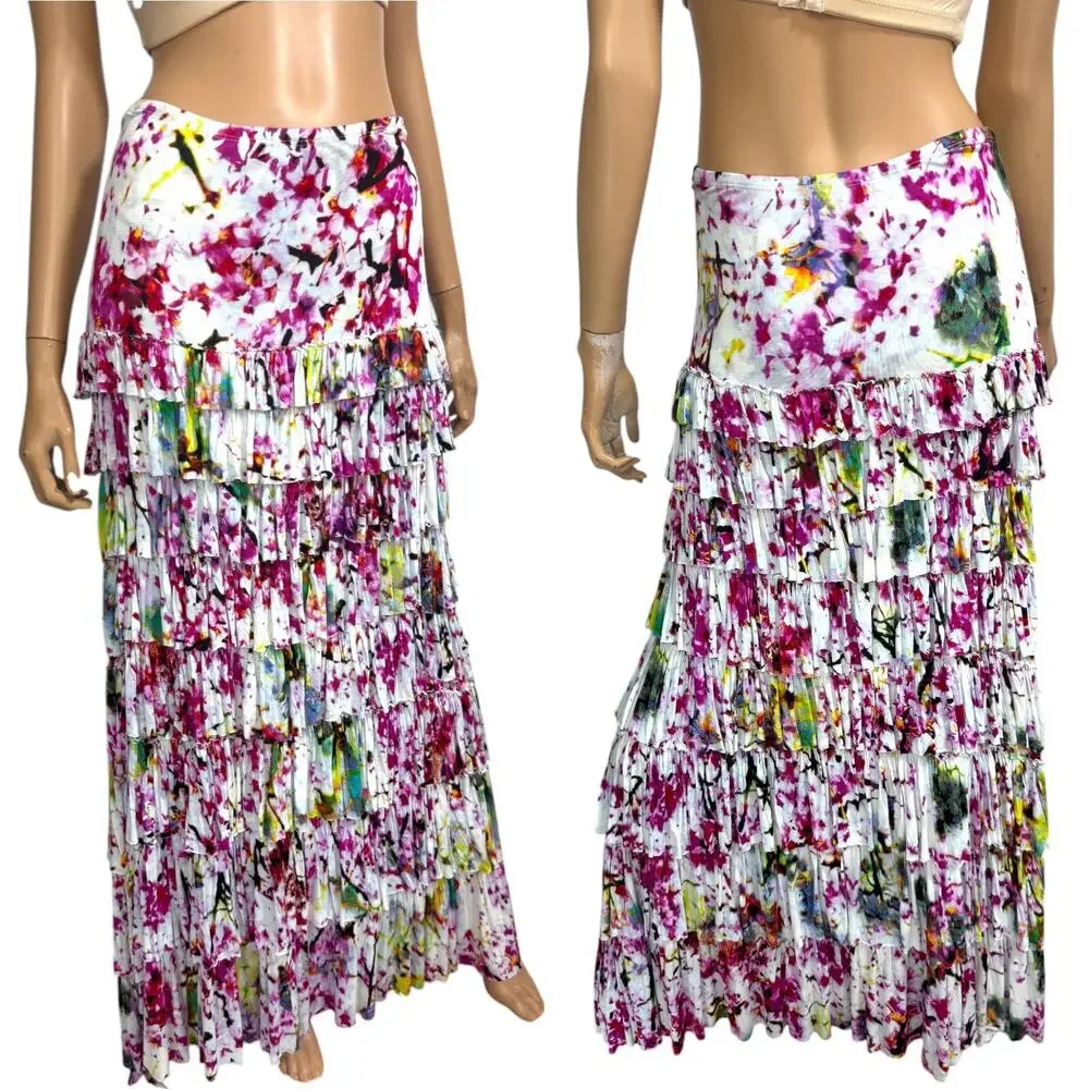 Grace Elements Convertible Tiered Maxi Skirt Dress M Boho Festival